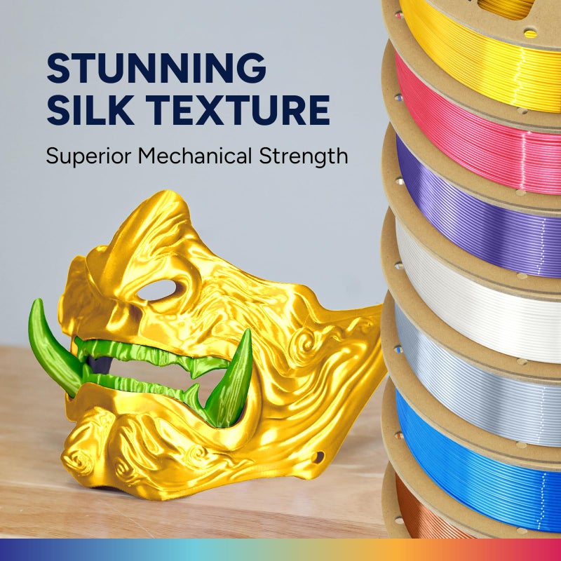 OVERTURE Silk PLA Filament 1.75mm, Clog-Free Shiny, Metallic Shine 3D Printer Filament, 1kg Spool (2.2lbs), Ideal for Cosplay Jewelry & Home Decor (Silk White) - Image 2